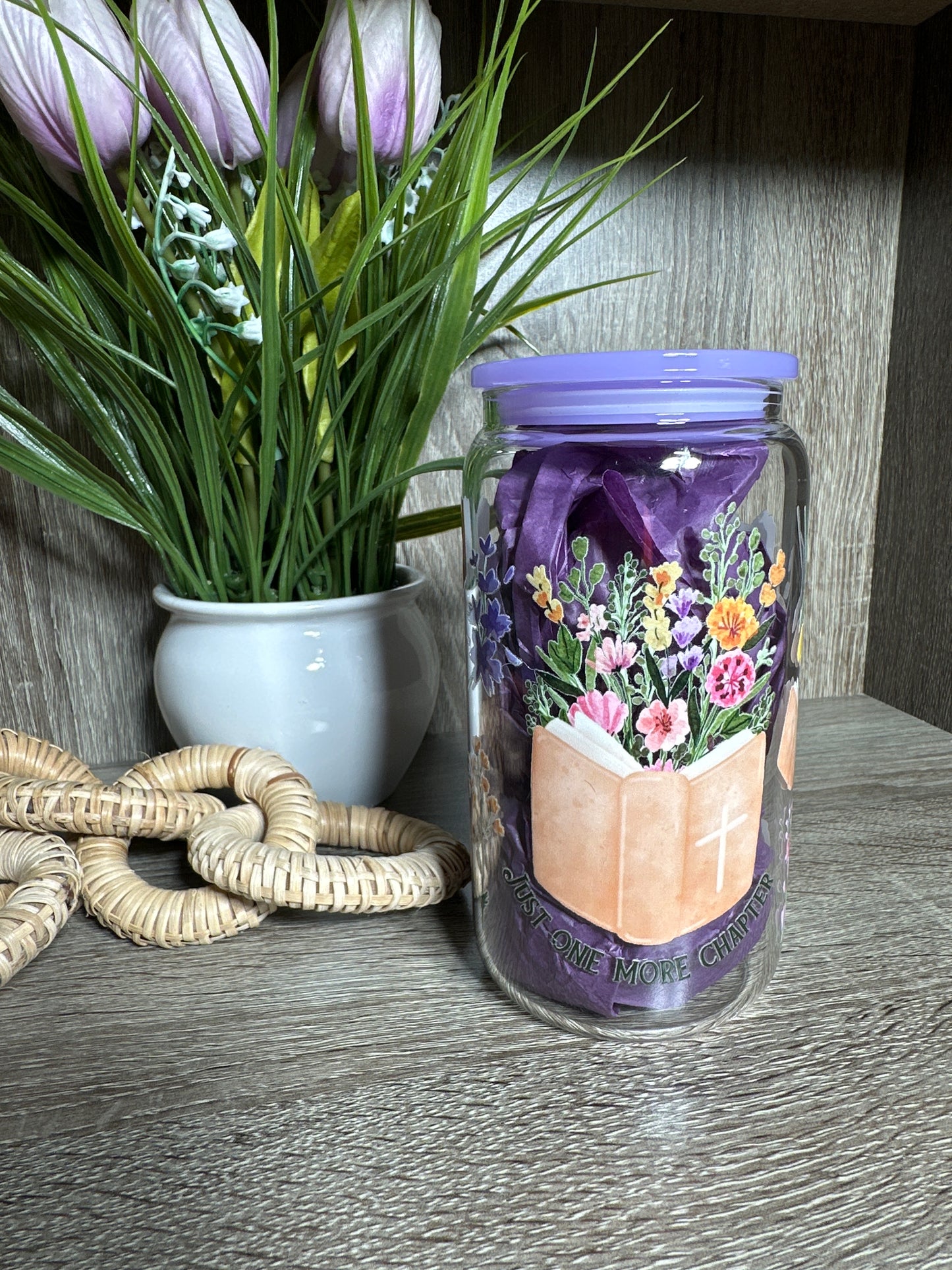 Bible Just One More Chapter Glass Cup
