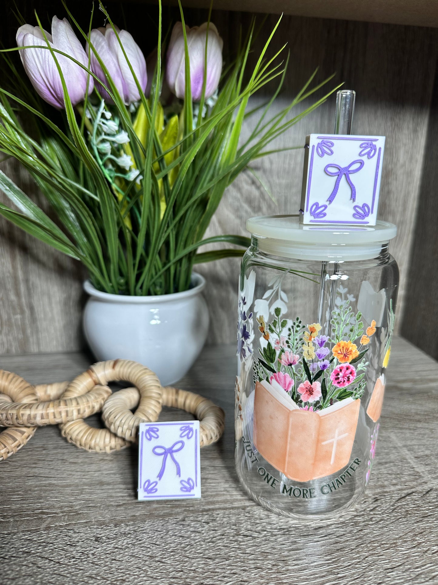 White Book - Purple Border Straw Topper