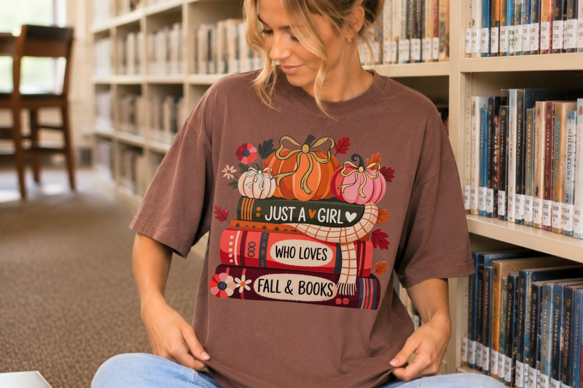 Just a girl who loves books & fall T-Shirt