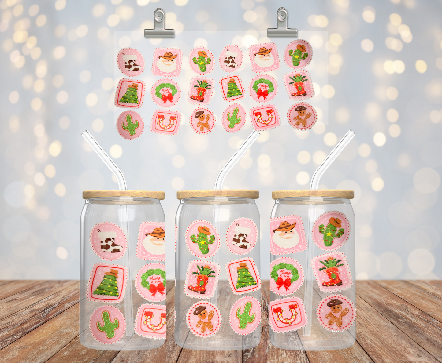 Christmas Stamps Glass Cup