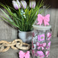 Pink Bow Straw Topper