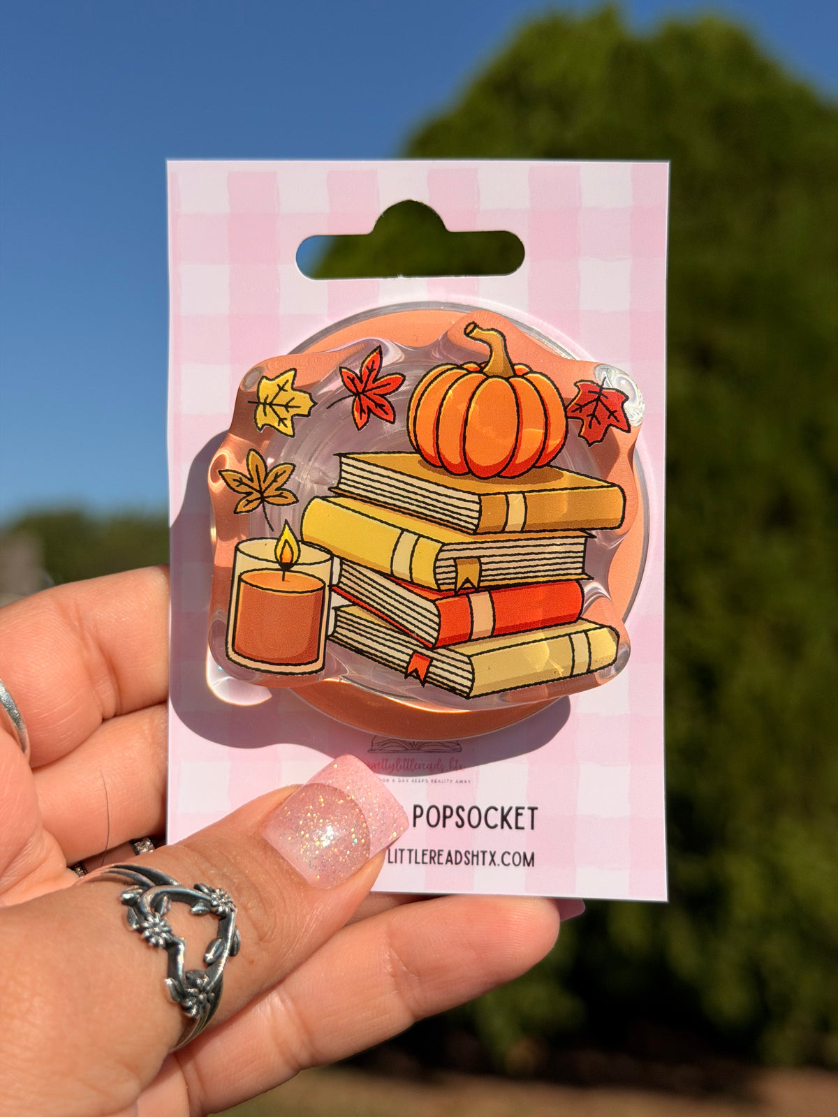 Fall Book Stack Magnetic Popsocket