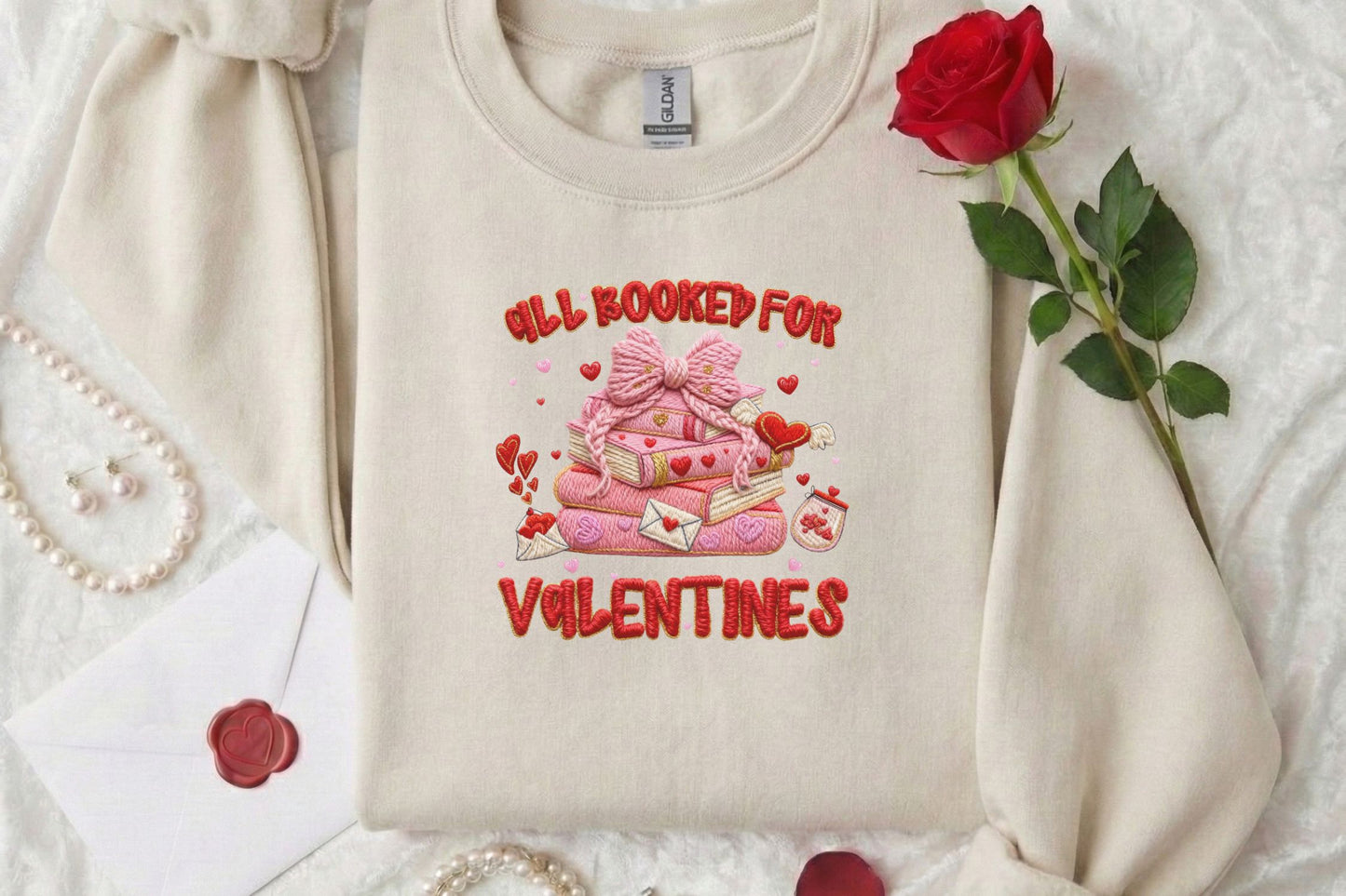 All Booked for Valentines Knit-Style Sweatshirt