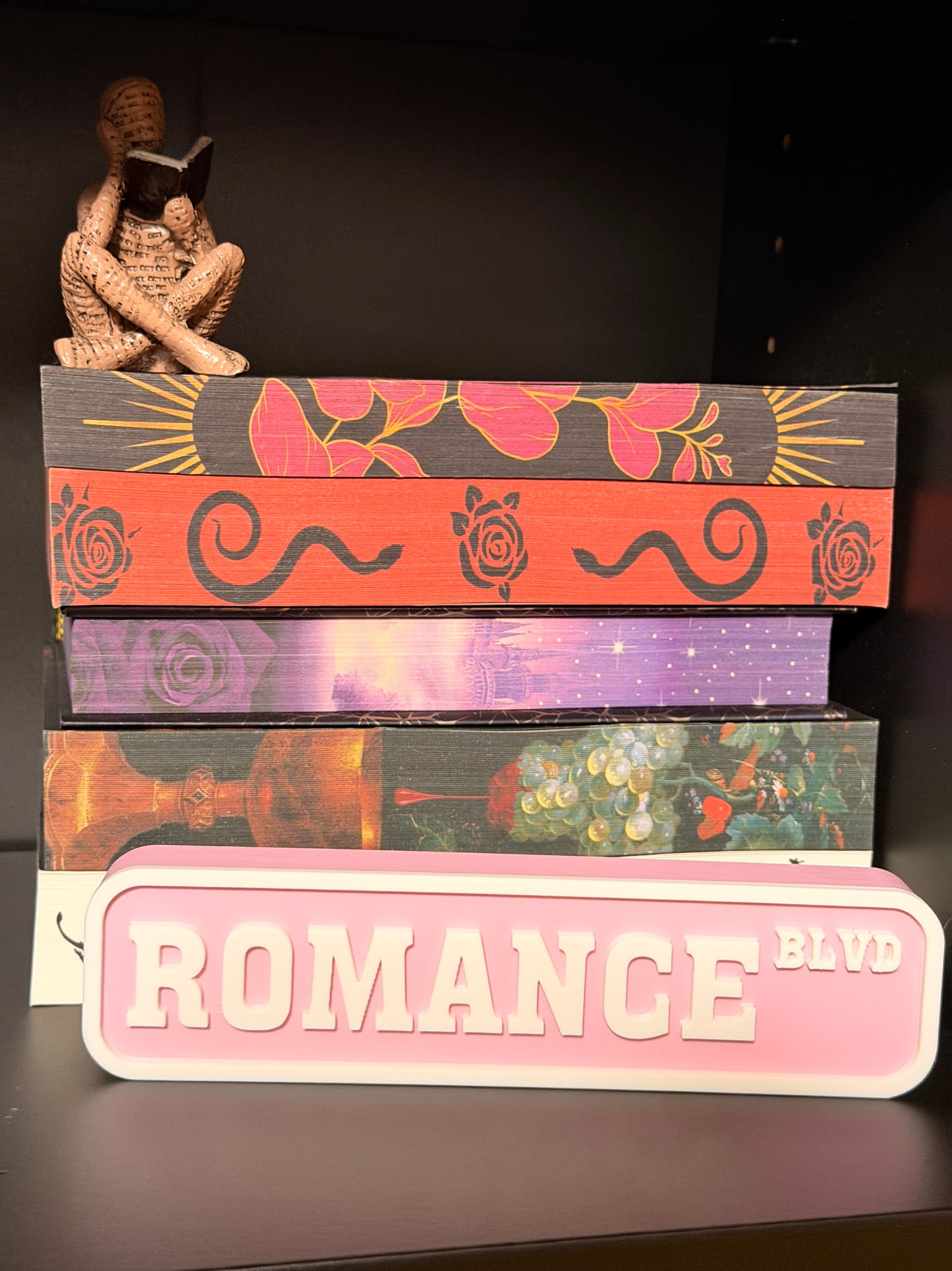 Romance Blvd 3D Printed Bookshelf Sign