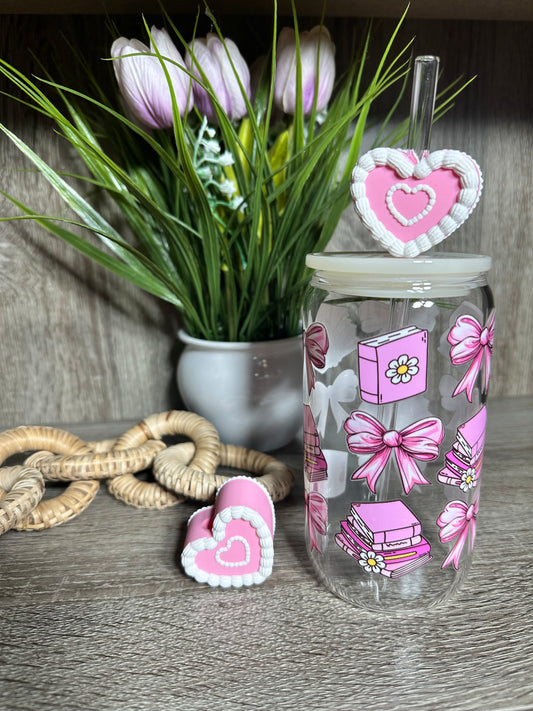 Pink Heart Cake Straw Topper
