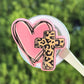 Cheetah Cross with Heart Magnetic/Adhesive E-Reader/Phone Grip