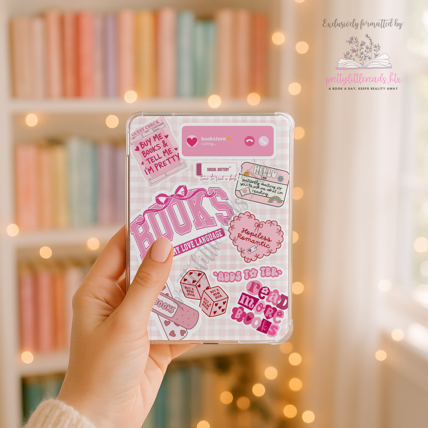 Pink Book Girly Kindle Insert