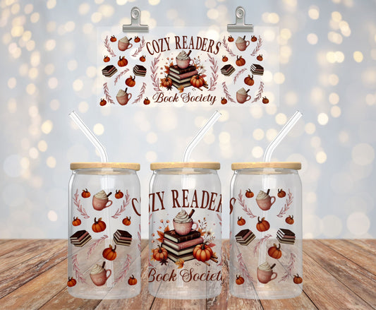 Cozy Readers Book Society Glass Cup