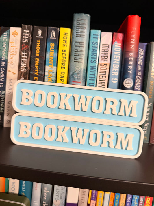 Bookworm 3D Printed Bookshelf Sign