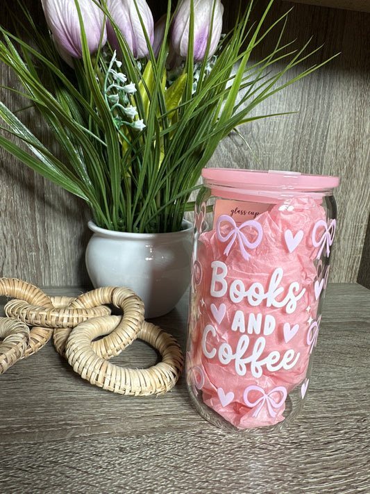 Books & Coffee Glass Cup