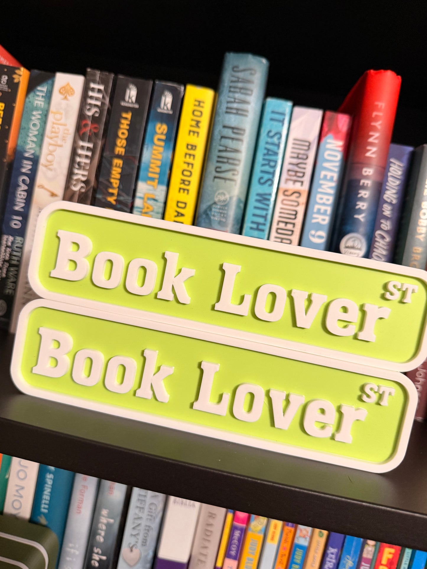 Book Lover St 3D Printed Bookshelf Sign