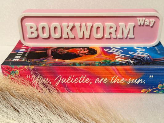 Bookworm Way Blvd 3D Printed Bookshelf Sign