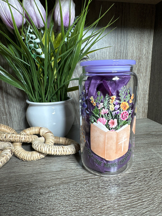 Bible Just One More Chapter Glass Cup