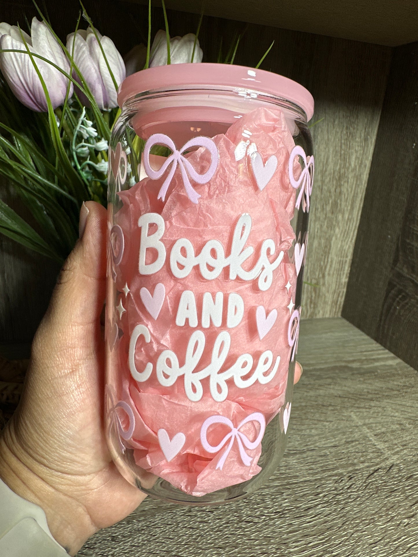 Books & Coffee Glass Cup
