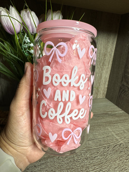Books & Coffee Glass Cup