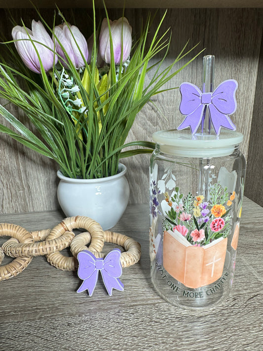 Purple Bow Straw Topper