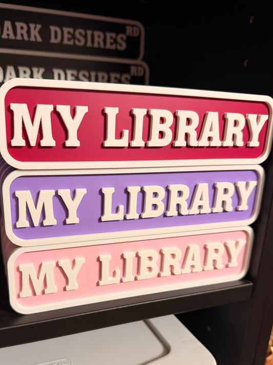 My Library  3D Printed Bookshelf Sign