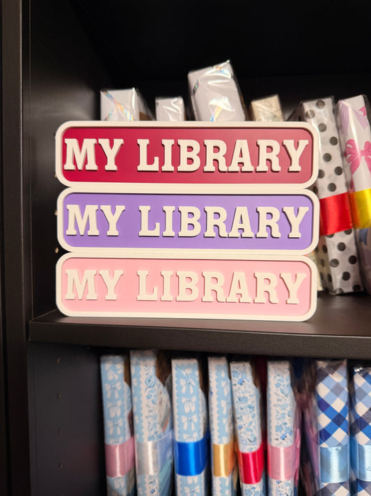 My Library  3D Printed Bookshelf Sign