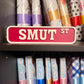 Smut 3D Printed Bookshelf Sign