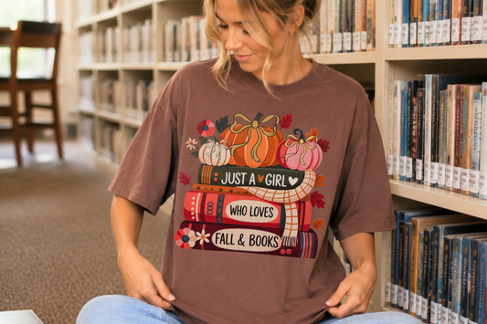 Just a girl who loves books & fall T-Shirt