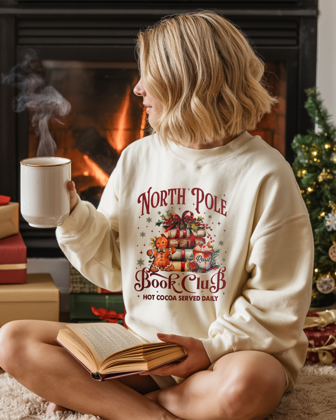 North Pole Book Club Sand Sweatshirt